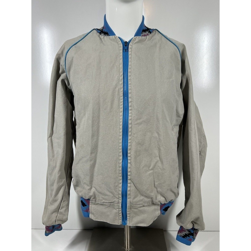 Bandera Outfitters Gray Southwestern Trim Full Zip Up Jacket Mens medium